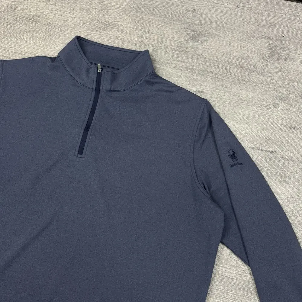 DeBordieu Golf Club Peter Millar 1/4 Zip Perth Pullover Blue Logo Men sz XL EUC